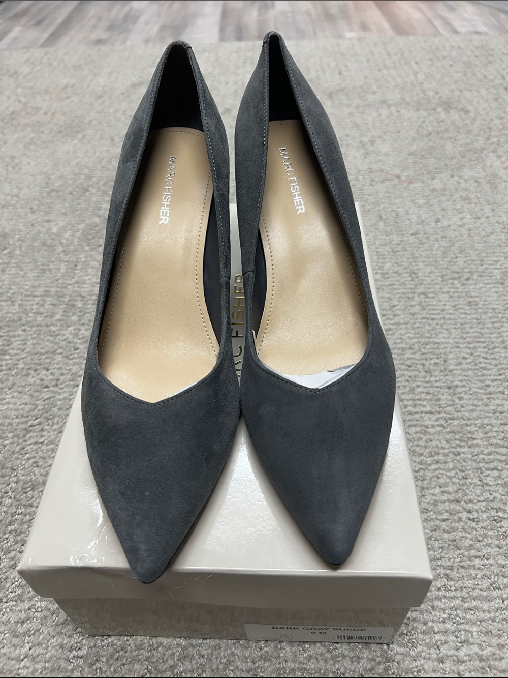 Marc Fisher Dark Gray Pointed Toe Suede Pumps